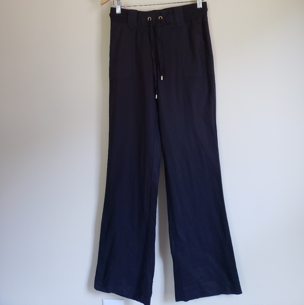 Forever 21 Linen Draw String Black Size Small Pull-On Pants